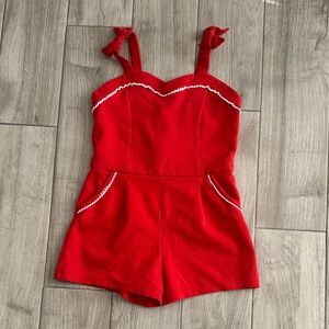 Janie and Jack Red Romper with White Accents